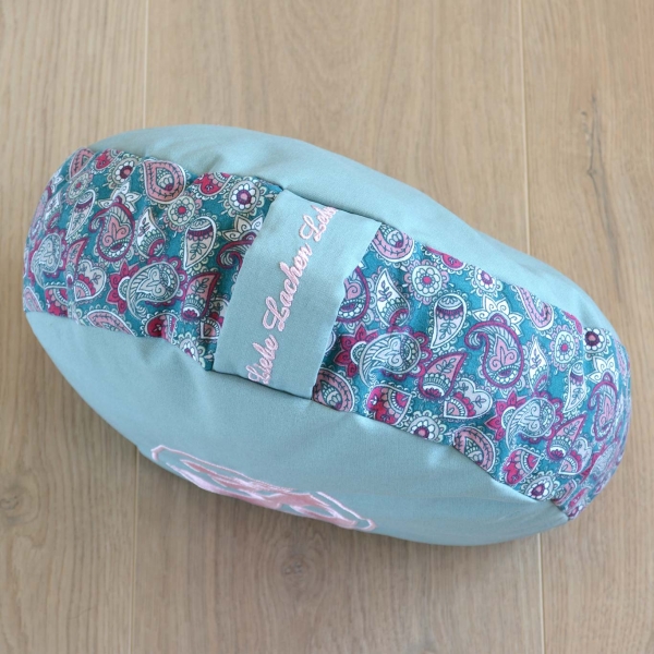 Yogakissen rund - mint mit Paisleymuster beere