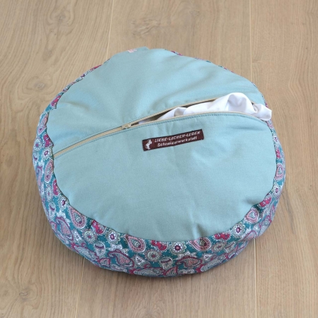 Yogakissen rund - mint mit Paisleymuster beere